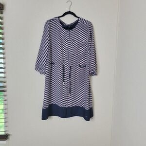 Tommy Hilfiger Shirt Dress 3/4 Sleeve Drawstring Waist Casual Print Size‎ XL